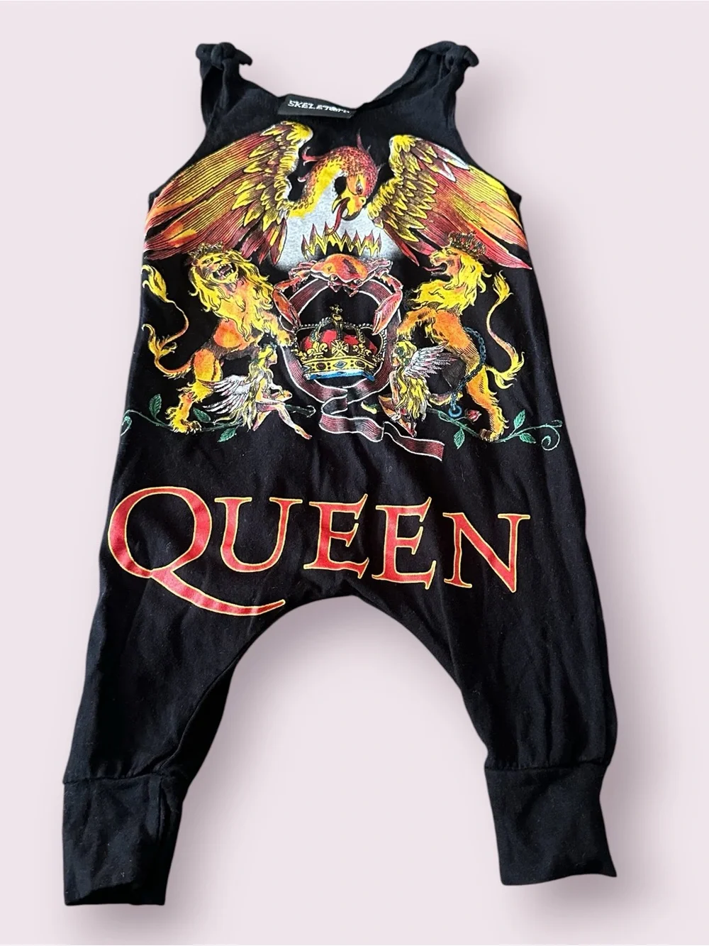 Baby Skeletots Queen Graphic Black Romper Queen Crest Rock Band